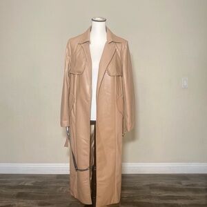 Trenchcoat long / midi taupe faux leather